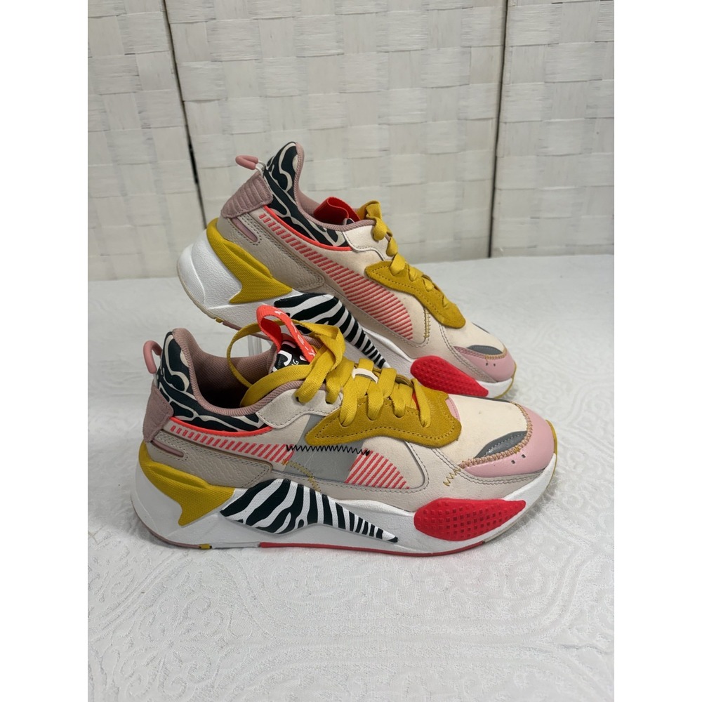 Puma RS-X "Unexpected Mix" sneakers pink/zebra print women's 9.5